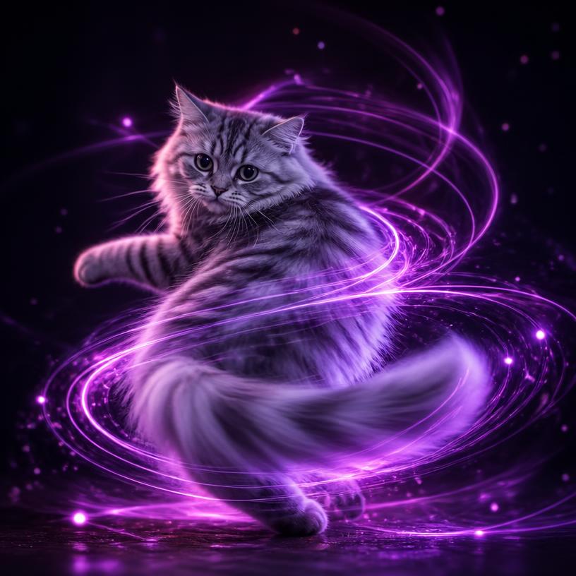 Neon spin video template example made with CatMagic AI