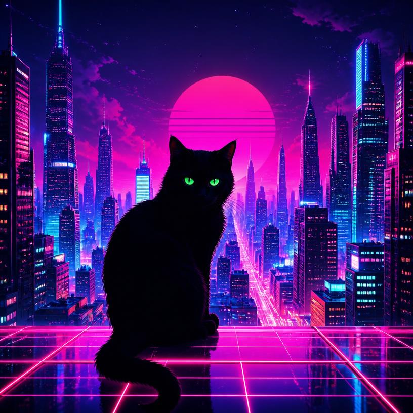 Neon wallpaper pack template example made with CatMagic AI